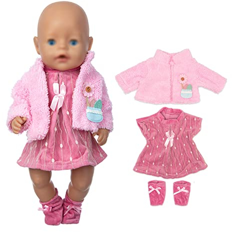 Puppenkleidung für 36-43 cm Baby Puppen, Polyester Outfit mit Mantel Rock und Socken (Keine Puppe)