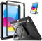 Fintie Schutzhülle für iPad 11./10. Generation 11/10,9 Zoll 2025/2022 - [Tuatara Magic Ring] 360 Grad drehbarer Griff Ständer Stoßfest Rugged Cover mit Displayschutzfolie und Stifthalter, Schwarz