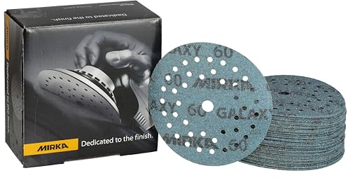 Mirka abrasive sheets Galaxy 125mm Grip Multifit Hook & Loop grit 60 | Epoxy Sandpaper Hook & Loop 60 Grit for Resin Wood Rivertable High Gloss Polishing Pads