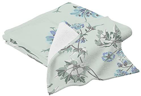 linqin Blaue Geranie Blumen 2-teiliges Waschlappen-Set, 1 Badetuch, 1 Handtuch, dickes Baumwolltuch für Spa, Pool und Fitnessstudio