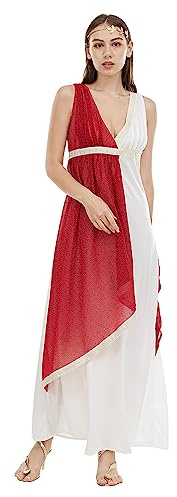 EraSpooky Vestido de Cosplay de Diosa Griega Antigua para Mujer Adulta,Disfraz de Fiesta
