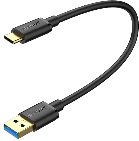 SUNGUY Android Auto USB C Cable 1FT, USB 3.1 Gen 2 Short USB A to USB C 10Gbps Data Transfer Cable, 60W Fast Charging Compatible with Galaxy S23 S22 S21, iPad Pro, Pixel, External SSD, WD