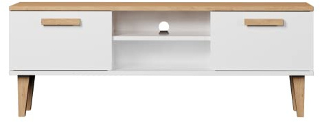 Kocot - Tv Schrank Weiss - Regal für Fernseher - Fernsehunterschrank - Tv Lowboard Skandinavisch - Fernsehschrank - Fernsehtisch - Tv Möbel - Tv Kommode - Tv Schrank 120 cm