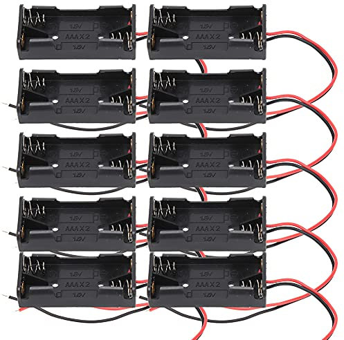 10 Pièces 3-4.5V Boîtier de Batterie en Plastique Boîtier de Support de Pile AAA avec Fil pour le Bricolage (2 nœuds)