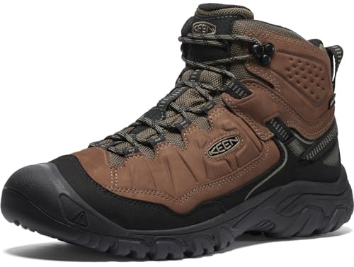KEEN Men's Targhee 4 Mid Height Durable Comfortable Waterproof Hiking Boots, Bison/Black, 12 WIDE