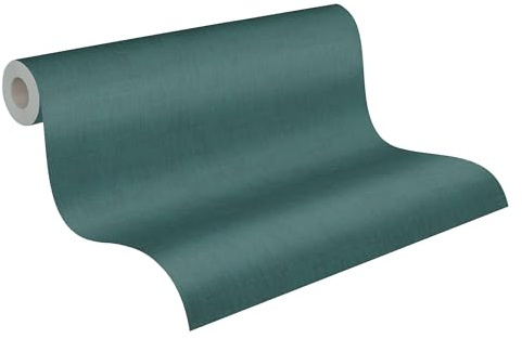 A.S. Création Jade 2 Vliestapete mit Bastmuster 10,05 m x 0,53 m - Petrol - einfarbige Strukturtapete Made in Germany - 395036