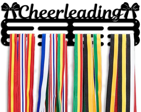 PH PandaHall Medaillenständer Mit Cheerleading Thema Wandmontierter Mehrstufiger Medaillenständer Mit Schmetterlings Medaillenaufhängung Sportband Präsentationsständer Für Wohnzimmer Schlafzimmer