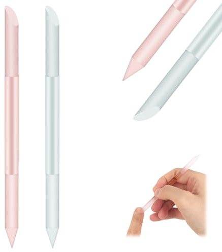 Giantree Nagelhautschieber Manikürestäbchen, 2 Stück Glas Doppelseitiger Nagelhauttrimmer Professionelle Präzisionsfeile Hautschieber Nagelhautentferner Maniküre Stick(Transparent+Rosa)