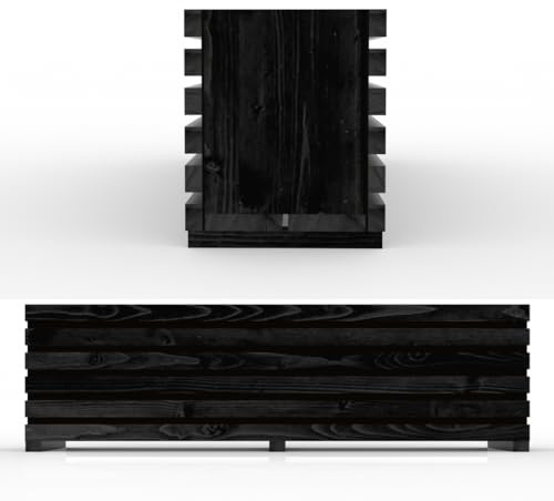 The Hutch Company Sussex Slatted Garden Planter Ready Built Outdoor Flower Box for Plants, Herbs & Vegetables – Heavy Duty Wood – Balcony, Patio & Garden UK Made (BLACK, 3FT)