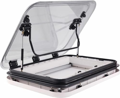 VBVARV Dachfensterluke Für Wohnmobil/Wohnwagen Mit LED-Licht Oberlicht Für Autodachfenster Dachlüftungsset,Weiß,50X50CM