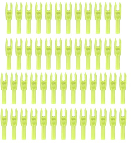 PATIKIL Encoches de Flèche d'Archerie 4,2 mm 0,165, 50 Pièces Insert Arrow Nock Replacement pour Flèches de Chasse Arc Composé Arc Recurve, Jaune