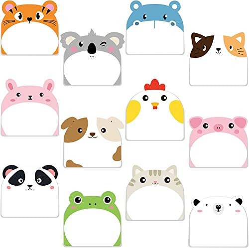12pcs Haftnotizen,Kleine Haftnotizen,Kawaii Schulsachen,Notizblock Klein,TierföRmiger Haftnotizblock Ideal FüR BüRo,Studenten,Etikettengeschenke (12PCS)