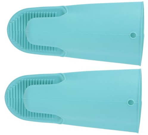 OFFSCH Silicone Oven Gloves Heat Resistant Kitchen Baking Mittens Anti-scald Non-slip Thickened Household Gloves for Cooking and Bbq 2pcs Nordic Green