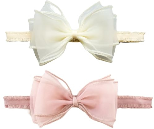 LuLiyLdJ 2 uds turbante para bebé, diademas para recién nacido, lazos para niña, lazo suave, diademas elásticas para el pelo para niños pequeños recién nacidos