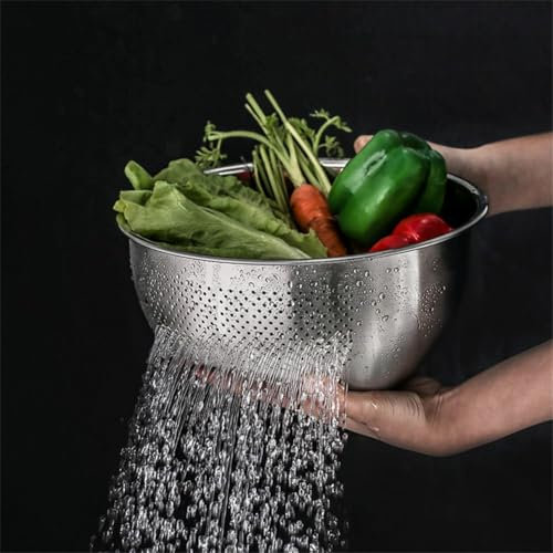 Scolapasta multifunzione in acciaio inox 304 con scolapasta laterale per la pulizia di frutta, verdura, cereali, utensile da cucina con design a drenaggio rapido
