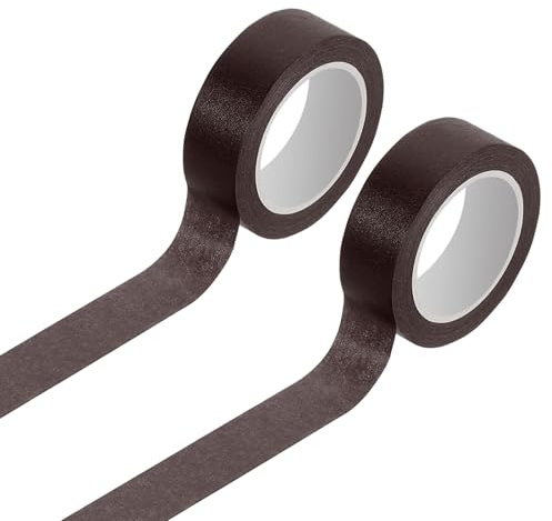 sourcing map Lot de 2 rouleaux de ruban de masquage coloré - 10 m x 1,5 cm - Ruban de masquage décoratif pour arts et travaux manuels, étiquetage, scrapbooking, emballage cadeau, marron foncé
