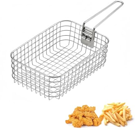 Campingmoon - Cestino per friggitrice multifunzione in acciaio inox, con manico, per campeggio, scatola per il pranzo