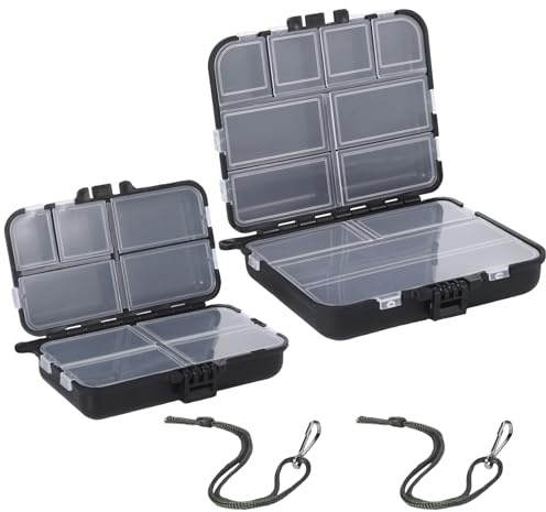 2 cajas de cebo para pesca, mini accesorios de pesca, 7 compartimentos y 9 compartimentos, maletín de pesca, accesorios de pesca para guardar cebos