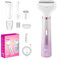 Rasoio Elettrico Donna, 4 in 1 Epilatore Viso Elettrico da Donne, Rasoio Parti Intime da Donna, indolore Depilatore Portatile per Corpo, Viso, Le Ascelle,La Linea Del Bikini e Le Sopracciglia