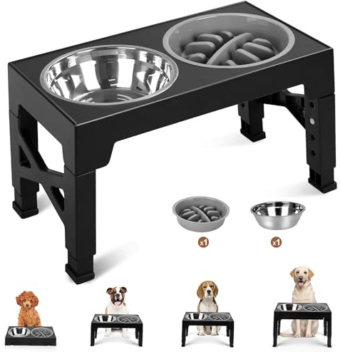 Oskuglin Gamelle Surélevée Réglable, 4 hauteurs, Pliable & antidérapant