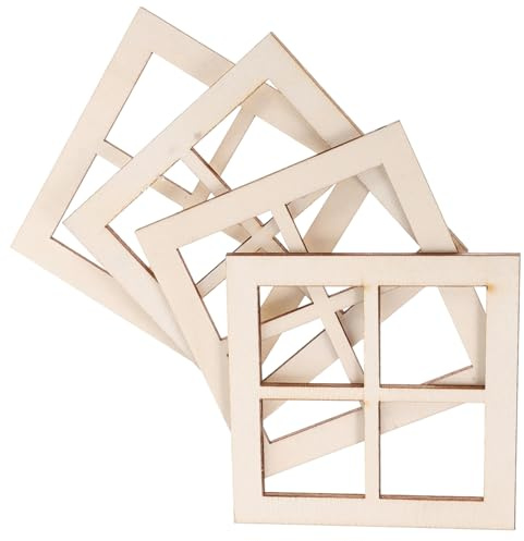 FUNOMOCYA 16 Pièces Miniature Cadre Fenêtre Bois pour Maison de Poupée Accessoires Décoratifs Mini Mobilier Réalistes pour Décoration Paysage Miniature