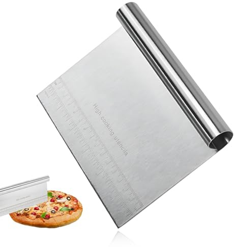HABNI Teigkarte Edelstahl Edelstahl Teigschneider Mit Messskala Teigschaber Teigkarte Teigspachtel Schaber Küche Für Kuchen Cake Pizza Torte Dough Backutensilien 15×12Cm