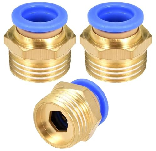 QZKJQDD 3 Stück 10mm 1/2′′PT Außengewinde gerade Push to Connect Fittings Einsteckschlauch Pneumatik Schnellverbinder, Steckverschraubung Pneumatik, für Luft Wasser Schlauchanschluss