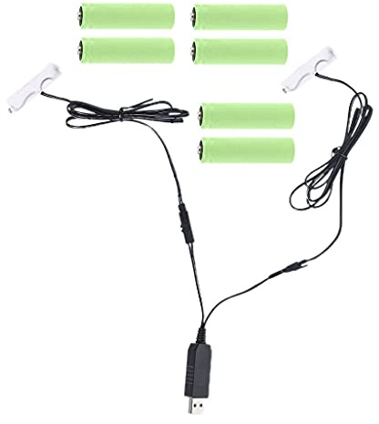 SUMMITDRAGON Batterie 2 en 1 USB vers 1,5 V 3 V 4,5 V 6 V AA peut remplacer 1 à 4 piles AA pour lampe de poche jouet pour porte intelligente La