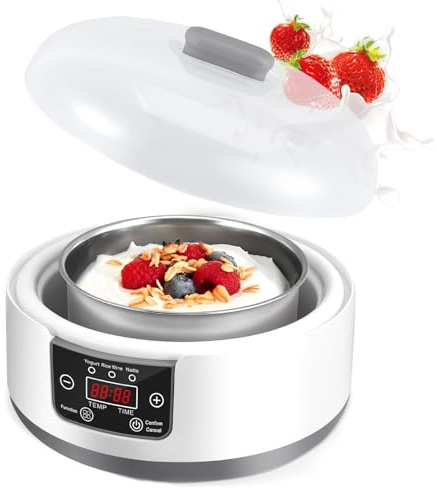 20w Elektrisk Yoghurtmaskin, 1,2l Automatisk Yoghurtmaskin Med 5 Glasburkar Och Led-skärm, Ptc-uppvärmningsautomatisk Risvinsmaskin Med Konstant Temperatur För Kommersiella Hem
