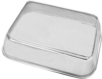 SECFOU Cesta de Drenaje Multiusos Cuadrada de Acero Inoxidable Gran Tamaño Malla Fina para Lavar y Escurrir Frutas y Verduras Cesta de Cocina Resistente para Fregadero Duradera