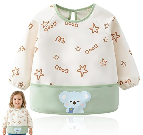 SHENGYIG Bavoir à Manches Imperméable pour Enfants Avec Manches