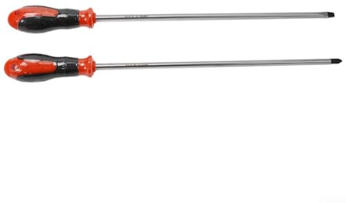 Long Screwdriver 12 Inch Extra Long for Phillips Screwdriver with Rubber Handle for Hard to Reach Areas Deep Hole Repair Automotive DIY Tools Silver Orange(2pcs Set)