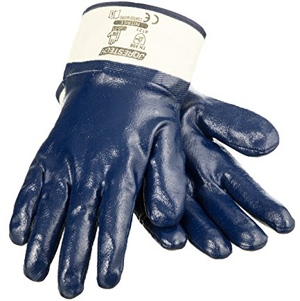 JORESTECH Safety Work Gloves, Blue Cotton Jersey with Full Nitrile Coating, EN 388 4111X, Chemical-Resistant, Heavy Duty