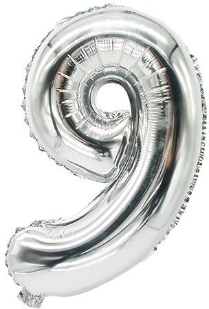 24 Folienluftballon 35 cm x 20 cm silber 9 86839 Papstar Zahlenluftballons Hochzeit Jubiläum Geburtstag Party Feier
