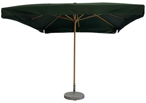 TEMPO STYLE - Ombrellone da Giardino Vomero 3x3 m | Ombrellone da Esterno con 8 Stecche in Alluminio e Tela in Poliestere 180g/㎡, per Giardino, Cortile e Terrazza (Verde/Legno Rovere)