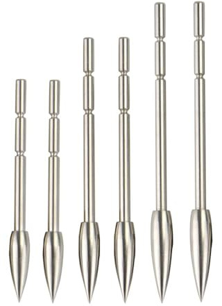 ZSHJG 12pcs Archery Arrowhead Hunting Insert Arrow Point Practice Broadhead Stainless Steel Arrow Tip Point For ID 3.2mm Arrow Shaft (100grain)