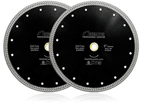 SHDIATOOL Disco da taglio diamantato, 2 pezzi, 230 mm, lama per sega con maglia turbo per piastrelle in porcellana, ceramica, granito, marmo