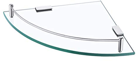 KES Duschablage Ecke Eckregal Duschregal Glasregal Duschablage Glas 7 MM Hartglas Wandregal Badregal Dusche mit Regalträger Halterung Sicher Wandmontage, BGS2101A