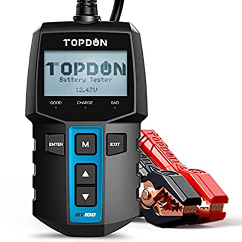 TOPDON BT100 Car Battery Tester 12V Load Tester, 100-2000 CCA Automotive Alternator Teste Digital Auto Battery Analyzer Charging Cranking System for Car Truck Motorcycle ATV SUV Boat Yacht