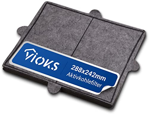 VIOKS Aktivkohlefilter Dunstabzugshaube Ersatz für Miele Filter DKF12-1 | Kohlefilter, 288 x 242 mm, ersetzt 6228731, für DA269-4 DA279-4 DA390 DA420 28996265D