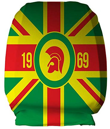 L&S Prints Trojan Jamaican Union Jack Design Car Seat Head Rest Covers Pack Of Two Gift Polyester Green