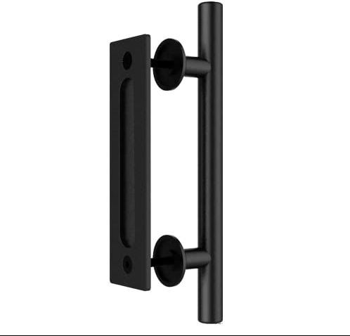 QINAIXQM 24CM Schiebetürgriff, Schiebetürtürgriff, für Scheunentür Holztür, Schranktür, Schwarz