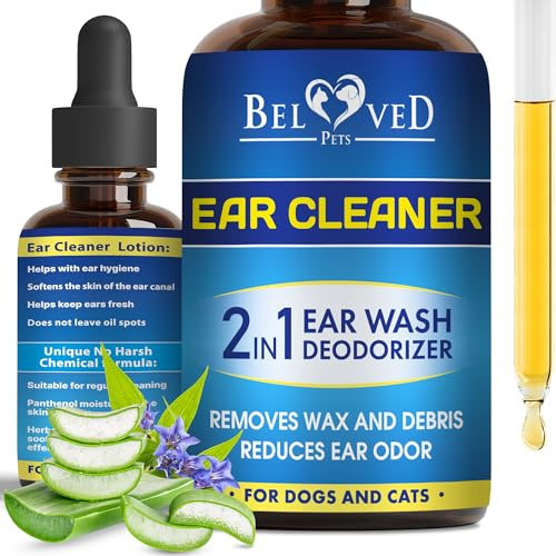 Cliny Ear Cleaner for Dogs and Cats - New Formula Ear Solution Drops - Otic Infection Treatment for Pets - Wax Remover & Odor Control for Pets