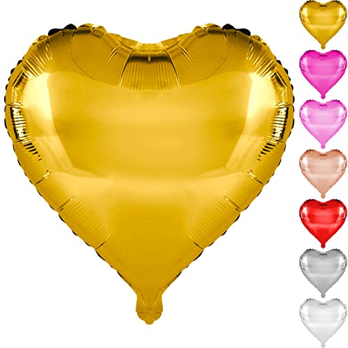 DekoRex Folienballons Herzen 10Stk. 45cm Liebe Hochzeit Deko (Farbe: Gold)