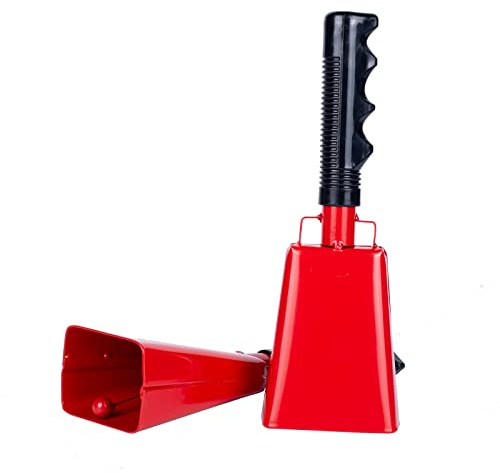 Musfunny Kuhglocke Groß Cowbell 2PCS: Metal Kuhglocken 20 Cm Cow Bell | Kuhglocken Stahl Mit Griff - Cowbell Bell Für Fußball Spiele Sportveranstaltungen Party Hochzeit Farm Musikinstrument