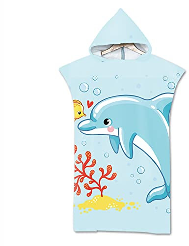 MYSUNBAR Poncho Handtuch Erwachsene Surf Poncho mit Kapuze Strandtücher Schwimmen Strand Poncho für Jugendliche - 3D Drucken Mikrofaser Badeponcho Badetuch