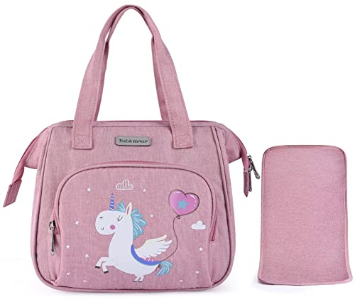 Bebamour Bolsa cambiadora de unicornio para muñeca con cambiador de muñeca, accesorios de moda para bebé niña，Balloon Pattern(Bag Only)