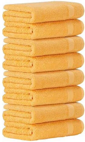 Luckytowel Handtücher Set 50x100 cm – Oeko-TEX Handtuch-Set aus 100% Baumwolle mit 600 g/m² – Frottiertücher mit Aufhängeschlaufe – flauschig & saugstark – Frottee Handtuchset – 8er Pack Gelb