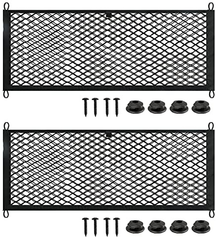 Car Storage Net, Elastic Mesh Storage Nets Pocket Holder, Universal Car Truck Seat Rear Cargo Net Organizer Pouch For Car Caravan Motorhome Boat with Screws-2 PCS