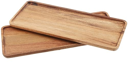 ZEONHEI 2 vassoi decorativi in legno di acacia, 30 x 12 x 1,1 cm, rettangolari, in legno, decorazione allungata, piccolo vassoio decorativo per servire, ristorante, bar,